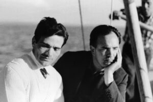 Pier Paolo Pasolini e Giuseppe Zigaina nella laguna di Grado, 1957. @Archivio Zigaina